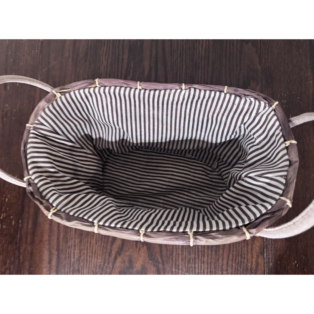 Small Wicker Basket with Fabric Liner & Handles Decorative Storage Basket Brown - Picture 2 of 7